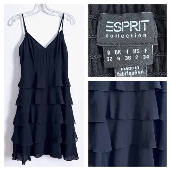 Esprit Collection Black Lined 100% polyester Layered Dress - US 2 - Picture 1 of 10